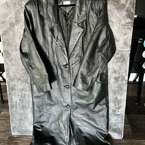Liz Baker Black Trench Leather Jacket
